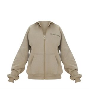 PRETTYLITTLETHING Mocha Printed Extreme Oversized Zip size XS new with tag